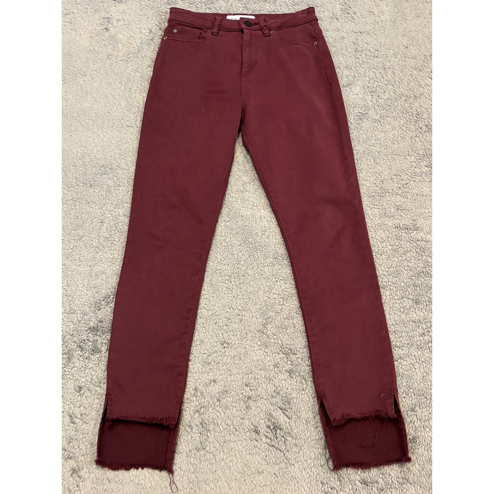 DL1961 Jeans Womens 25 Chrissy Trimtone High Waisted Skinny Burgundy Maroon